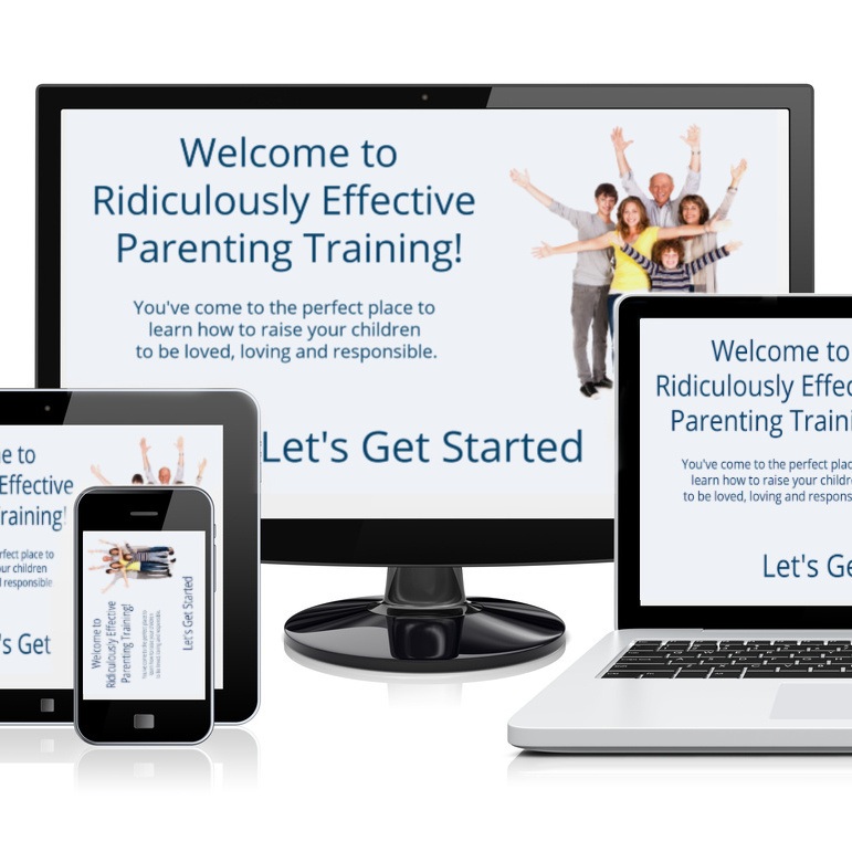 Ridiculously-Effective-Parenting-Training-written-answers Several electronic devices showing the Ridiculously Effective Parenting Training